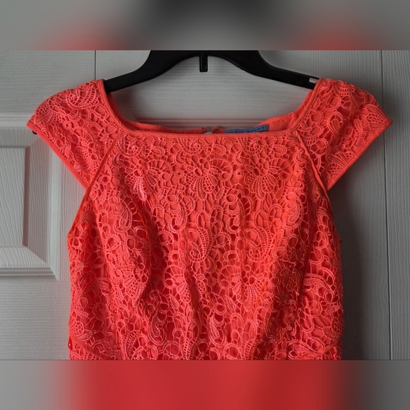 NWOT Antonio Melani Lace Sheath Coral Dress Size 0 - Picture 3 of 16